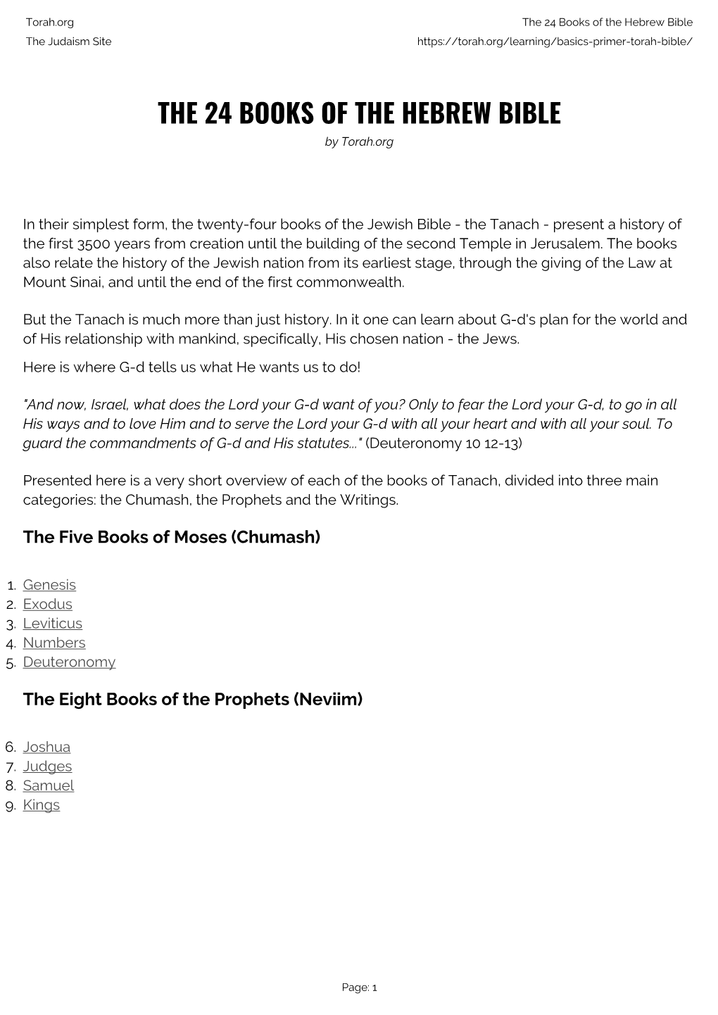 The 24 Books of the Hebrew Bible the Judaism Site