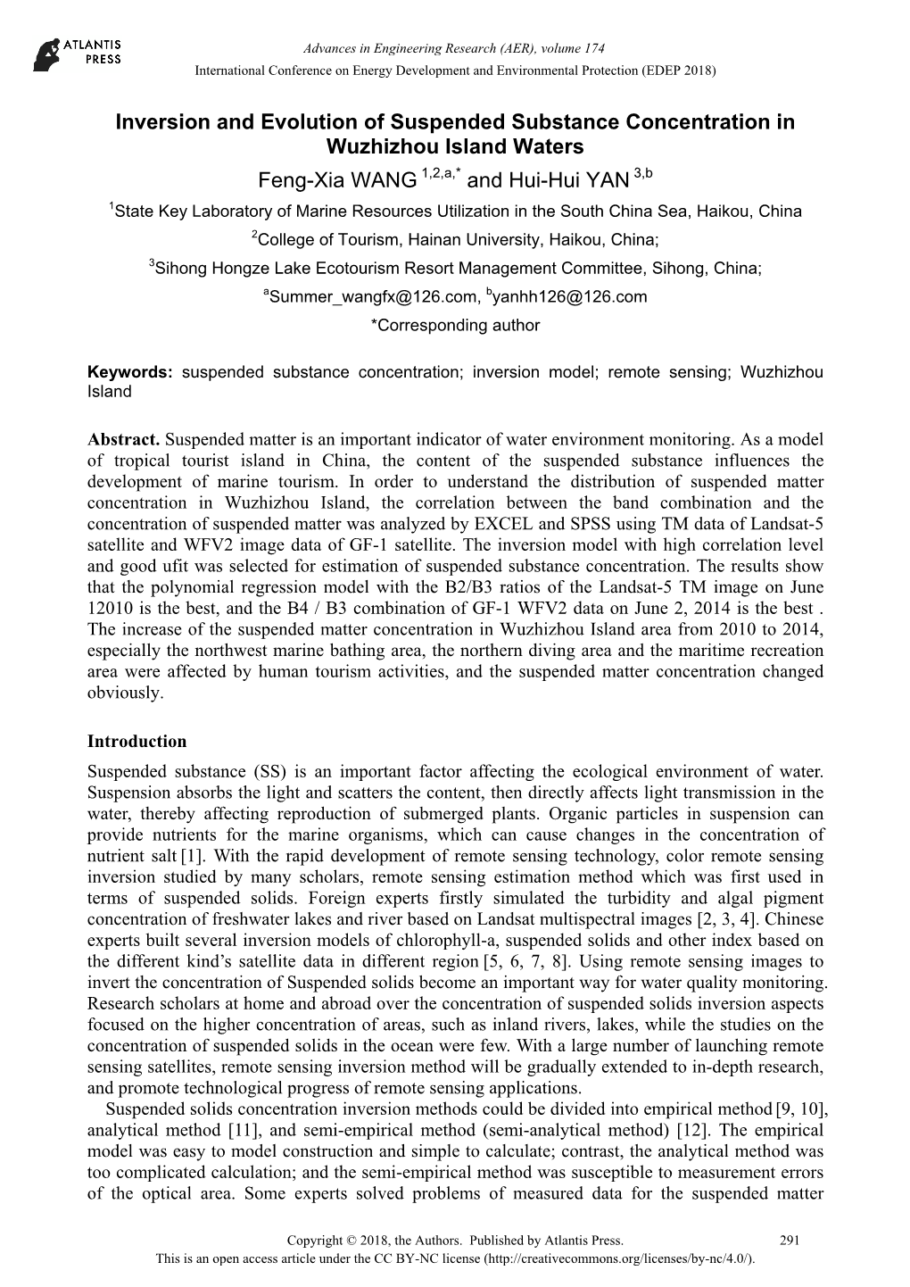 Inversion and Evolution of Suspended Substance Concentration In