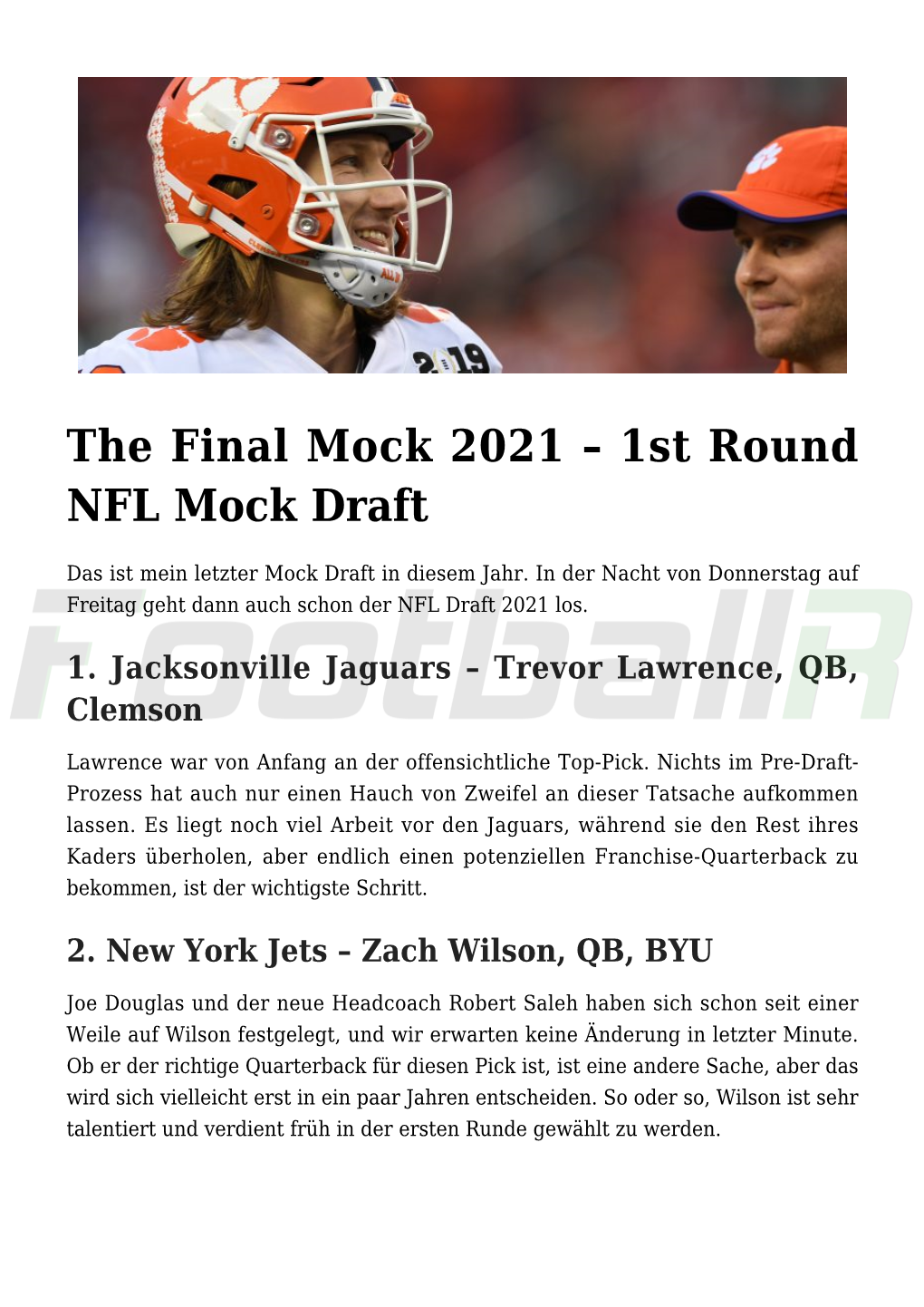 1St Round NFL Mock Draft