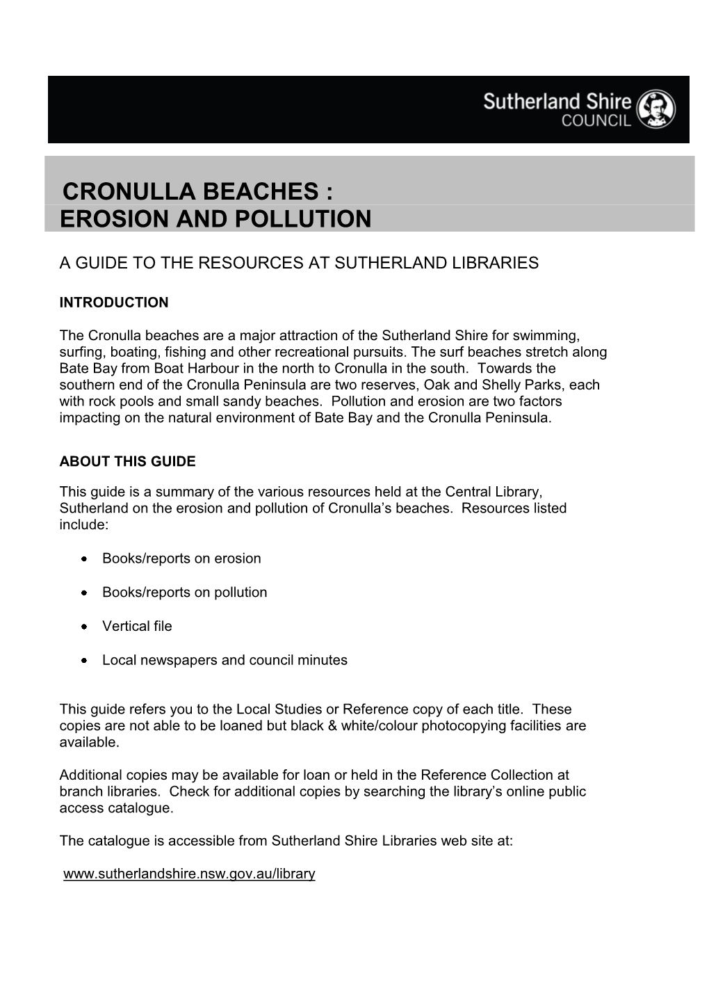 Cronulla Beaches : Erosion and Pollution
