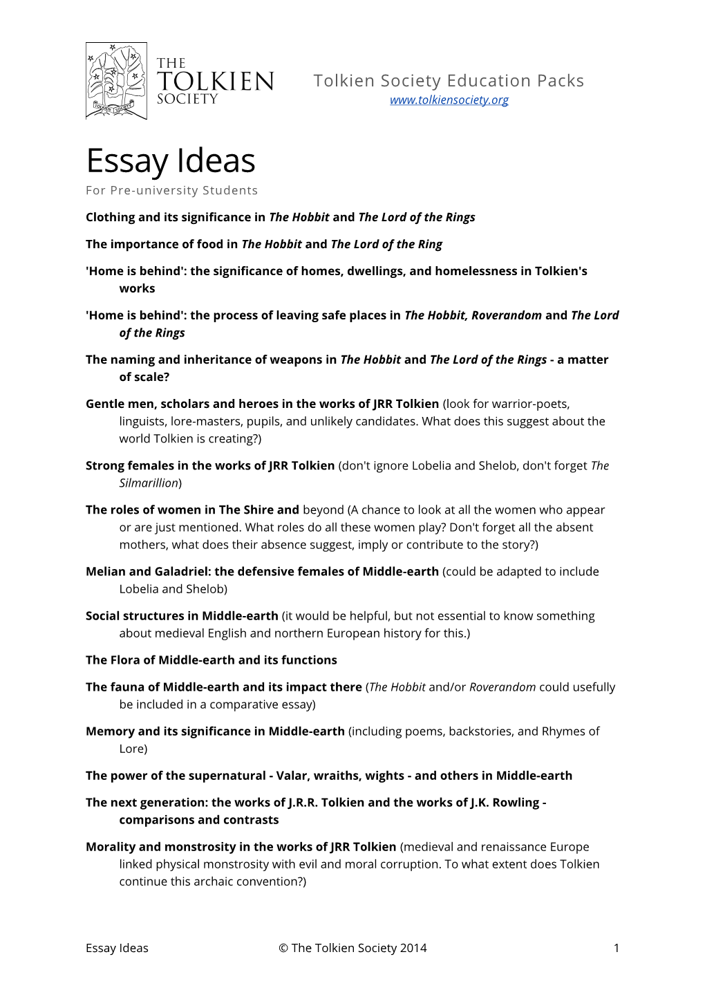 Essay Ideas for Pre-University Students