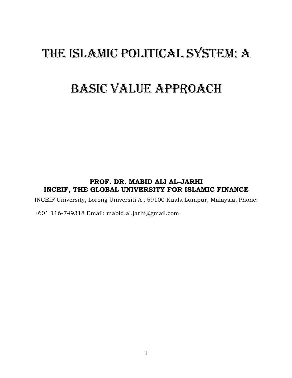 The Islamic Political System: A