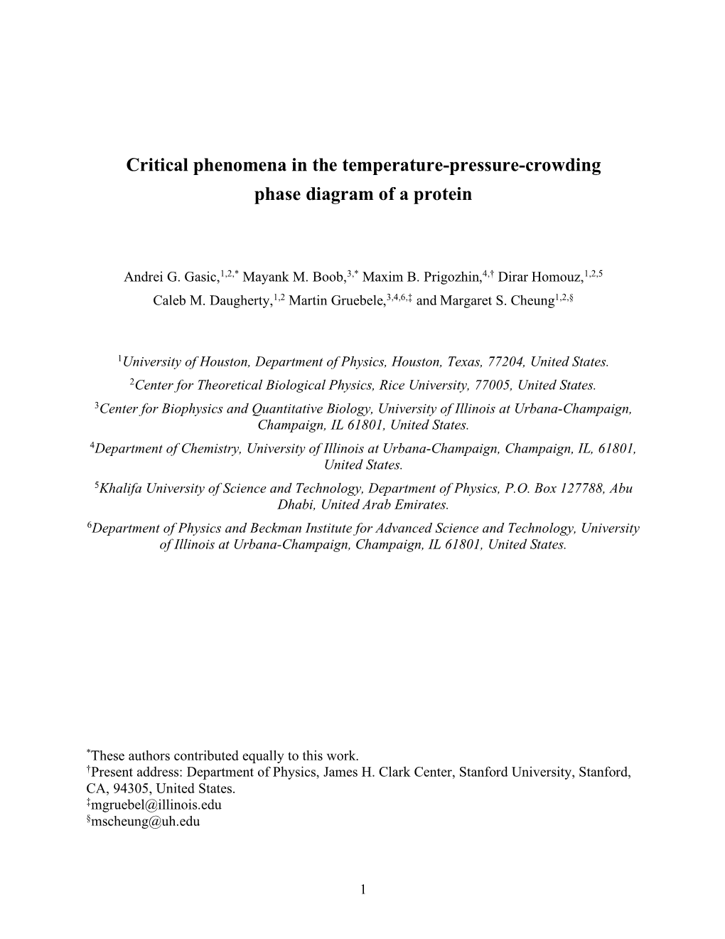 Critical Phenomena in the Temperature-Pressure-Crowding Phase Diagram of a Protein