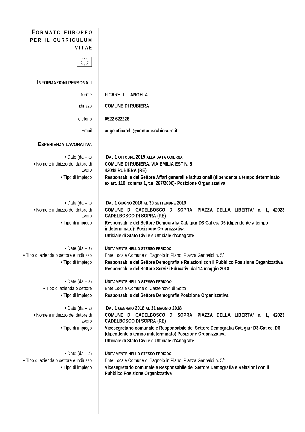 Curriculum Angela Ficarelli 2019-Rubiera