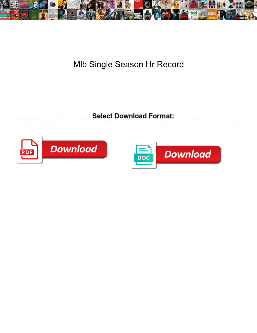 Mlb Single Season Hr Record