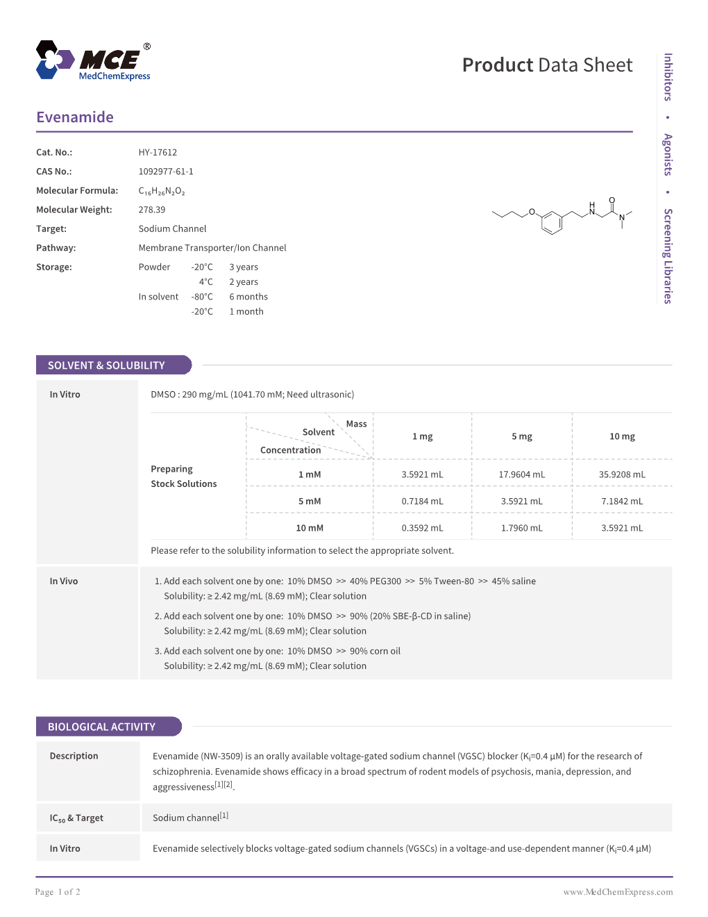 Evenamide | Medchemexpress