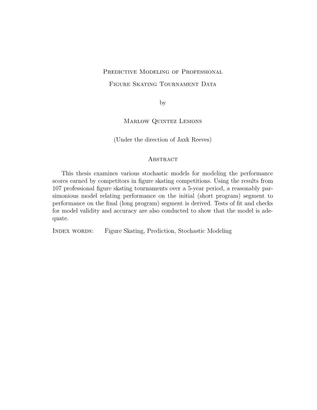 Predictive Modeling of Professional Figure Skating Tournament Data