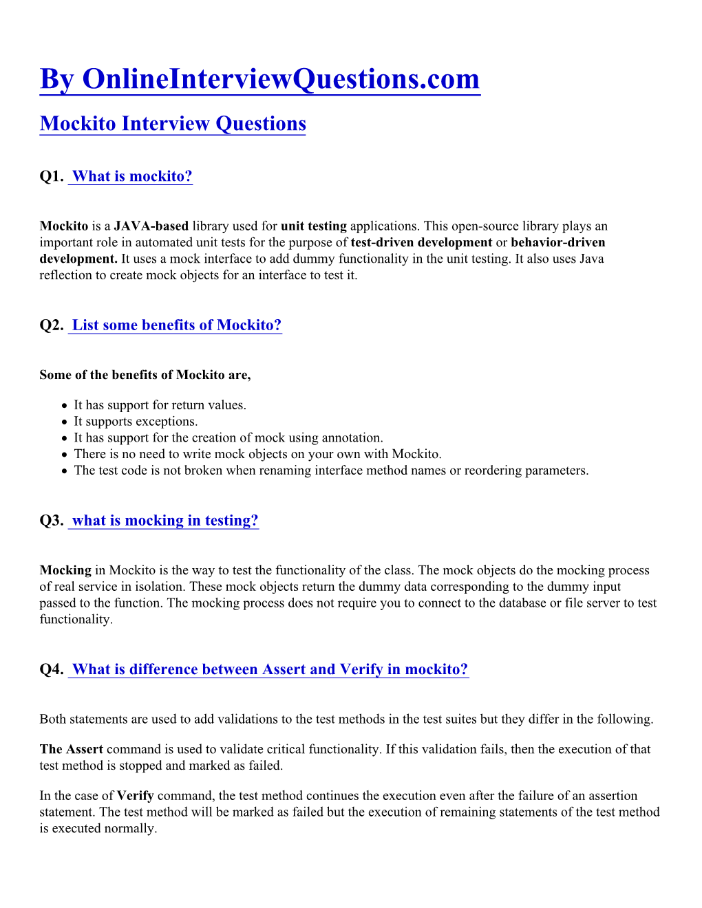 Mockito Interview Questions