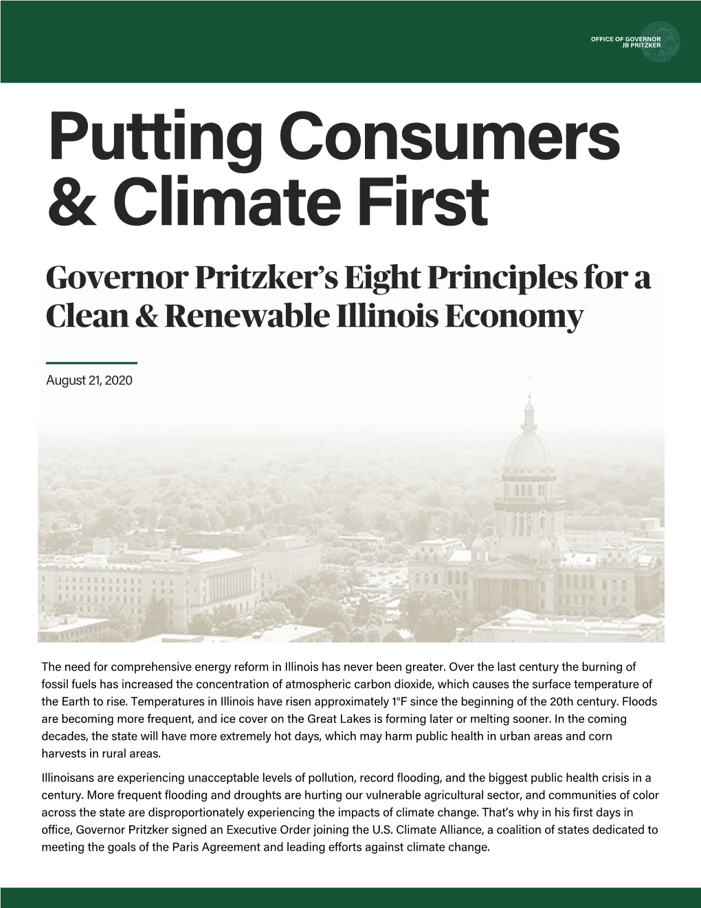 Putting Consumers & Climate First: Governor Pritzker's Eight Principles