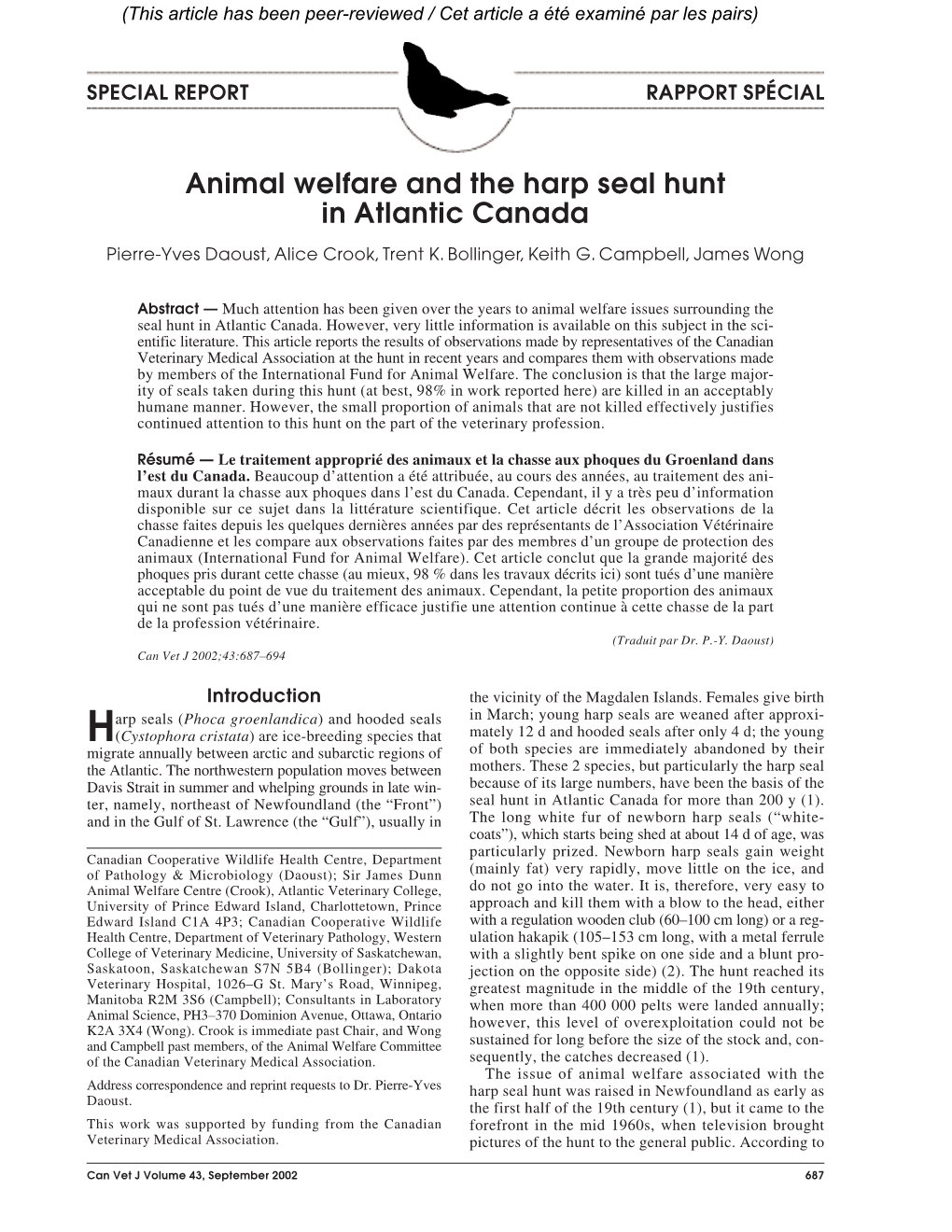 Animal Welfare and the Harp Seal Hunt in Atlantic Canada