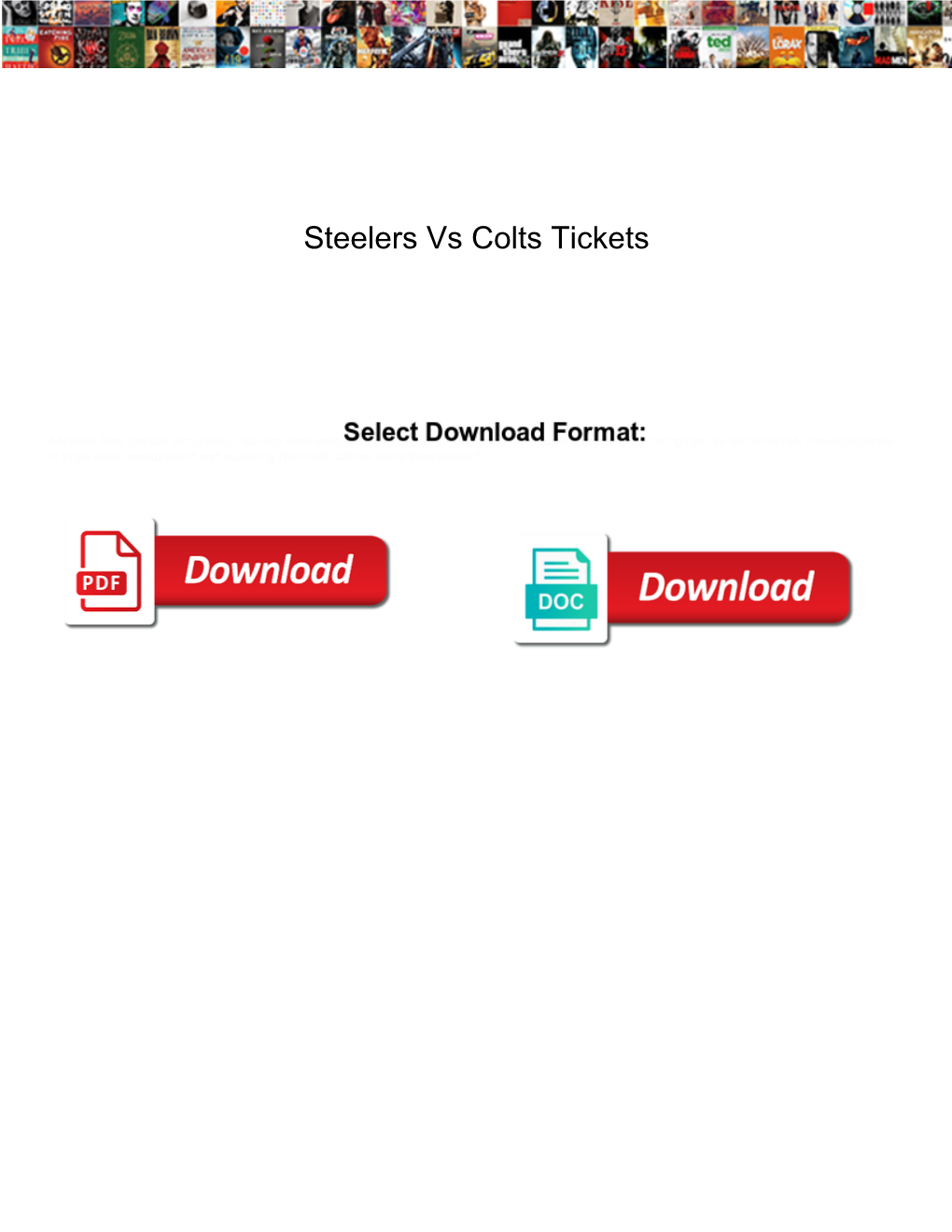 Steelers Vs Colts Tickets