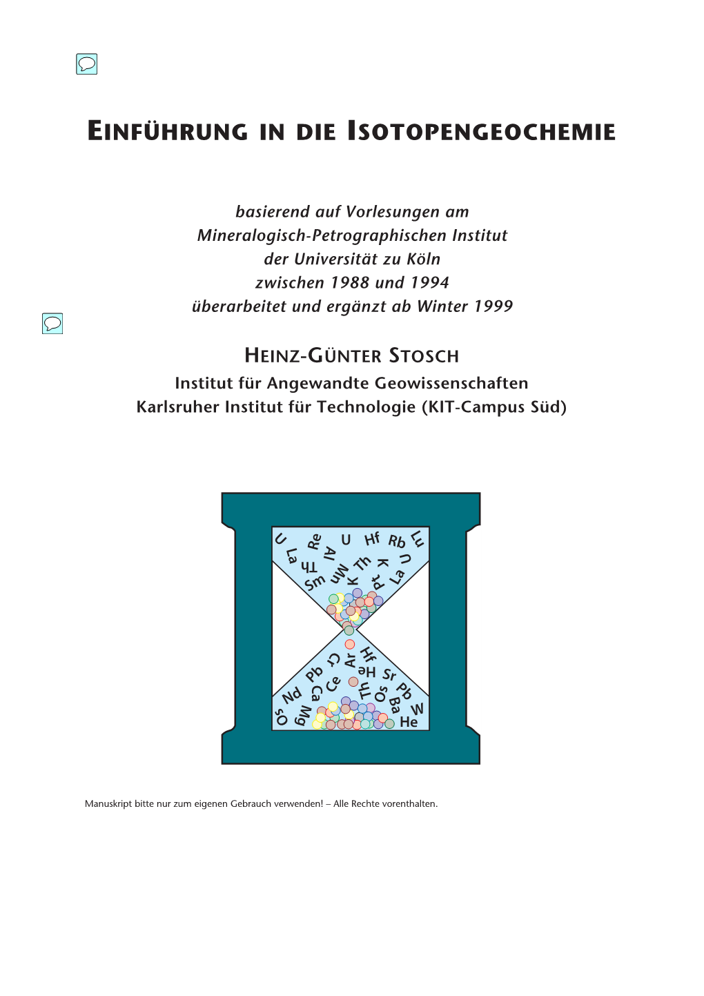 Einführung in Die Isotopengeochemie