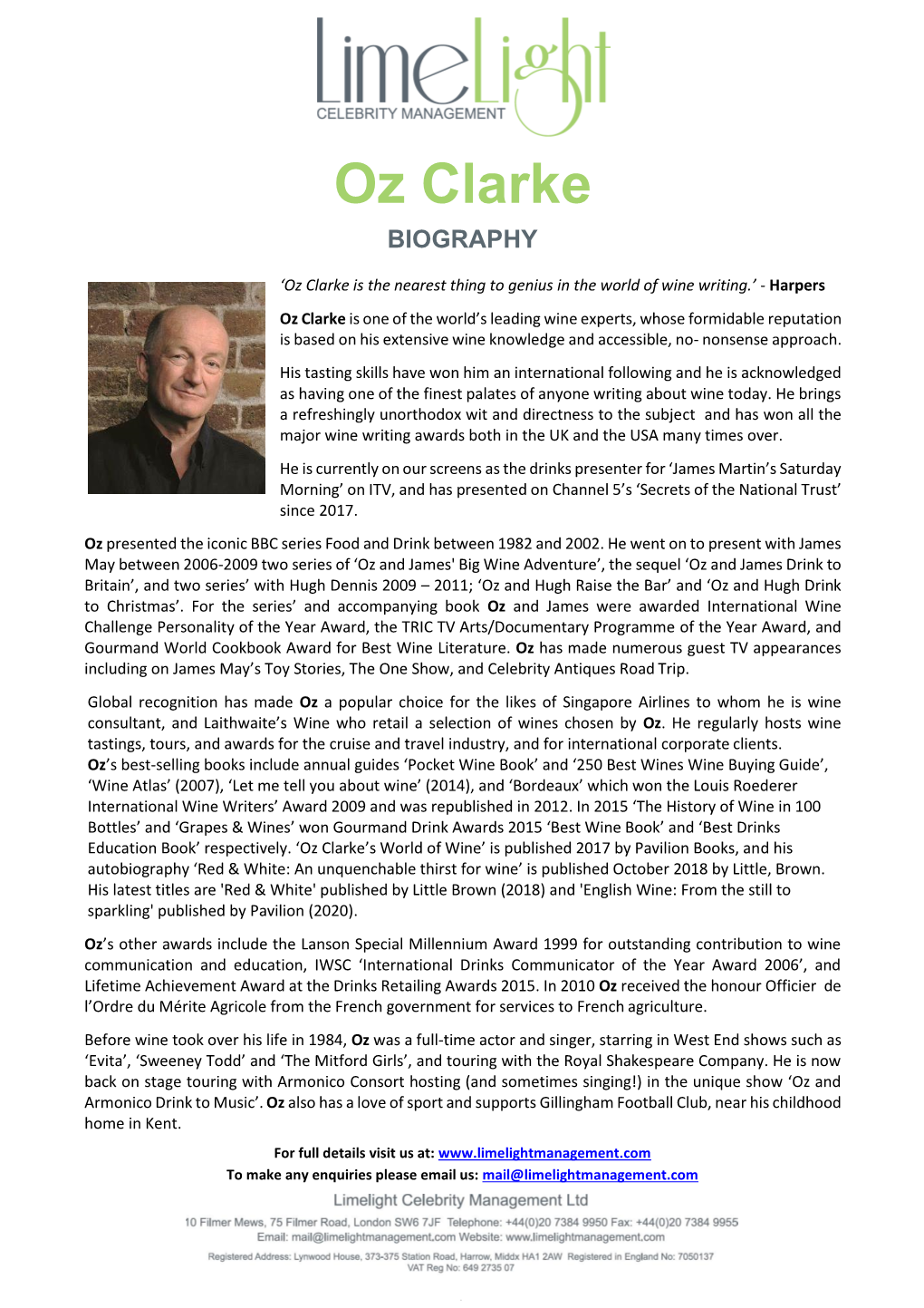 Oz Clarke BIOGRAPHY