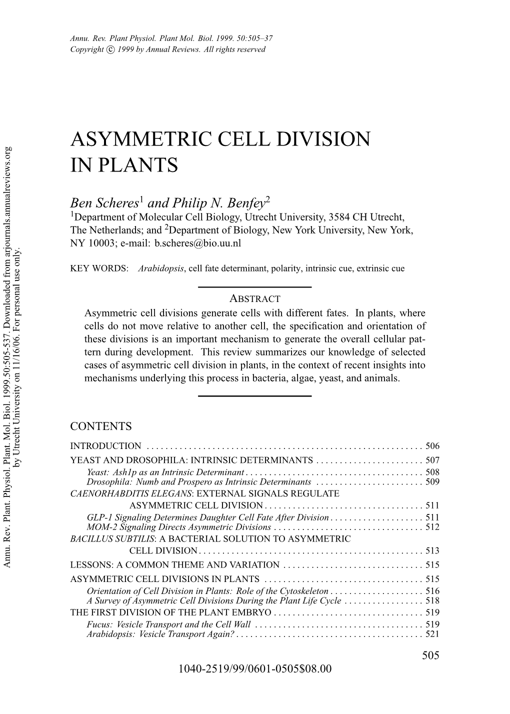 Asymmetric Cell Division in Plants
