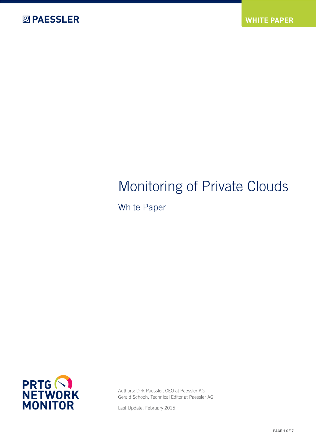 Monitoring of Private Clouds White Paper