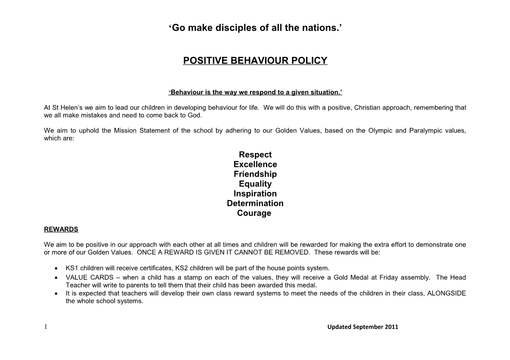 Behaviour Policy Guidelines