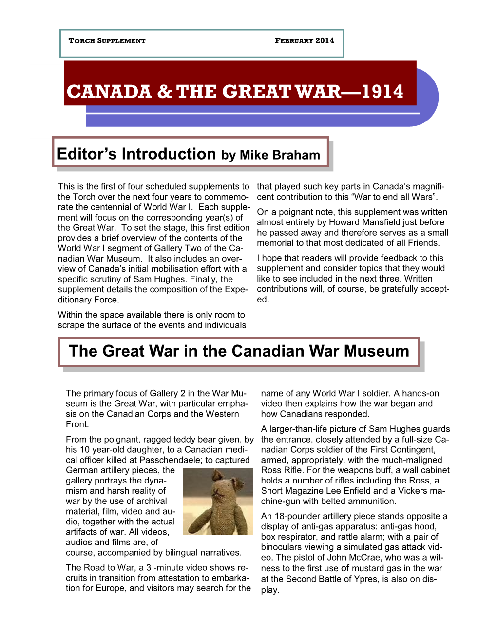 Canada & the Great War—1914