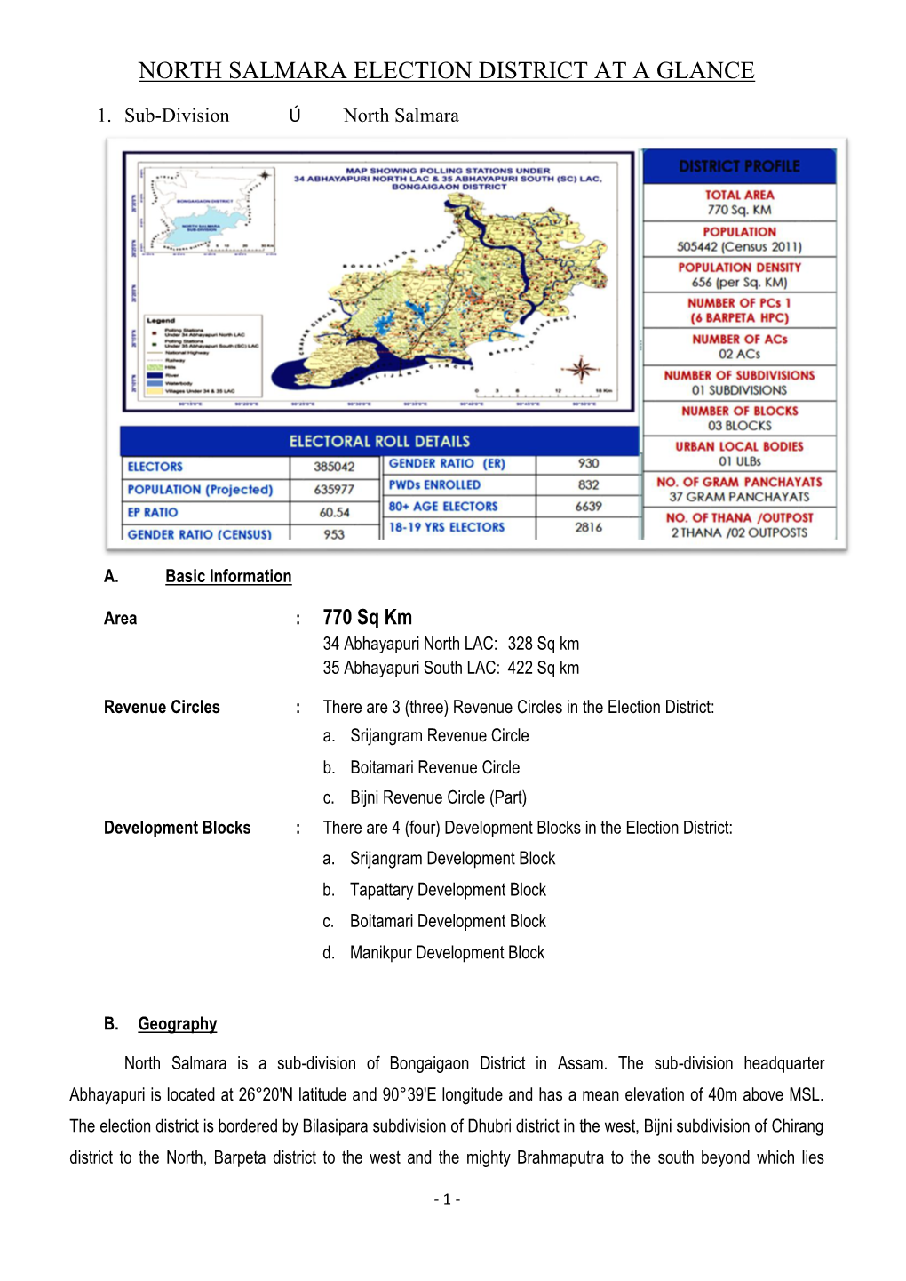 North Salmara Election District at a Glance