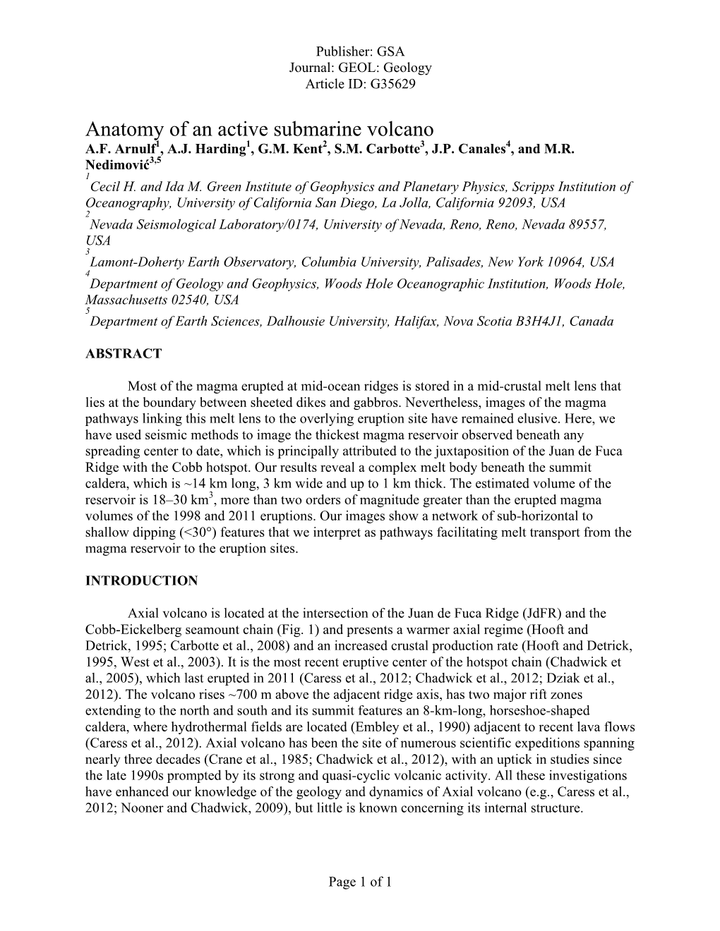 Anatomy of an Active Submarine Volcano A.F