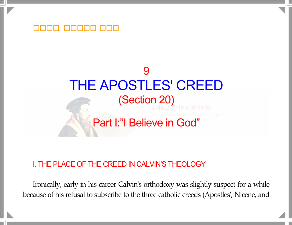 THE APOSTLES' CREED (Section 20)