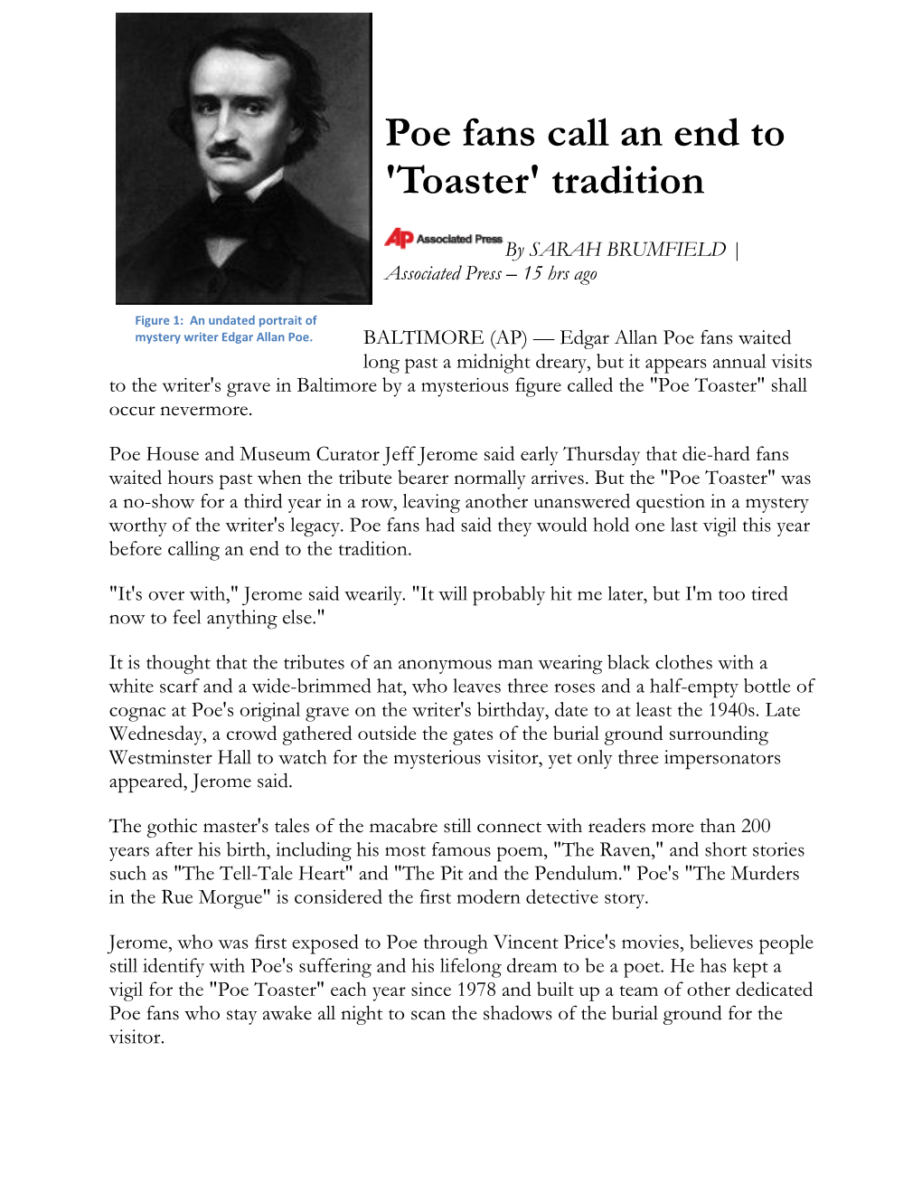 Poe Fans Call an End to 'Toaster' Tradition