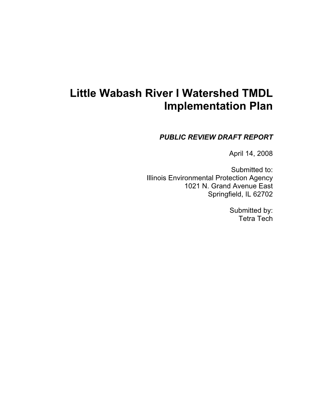 Little Wabash River I Watershed TMDL Implementation Plan