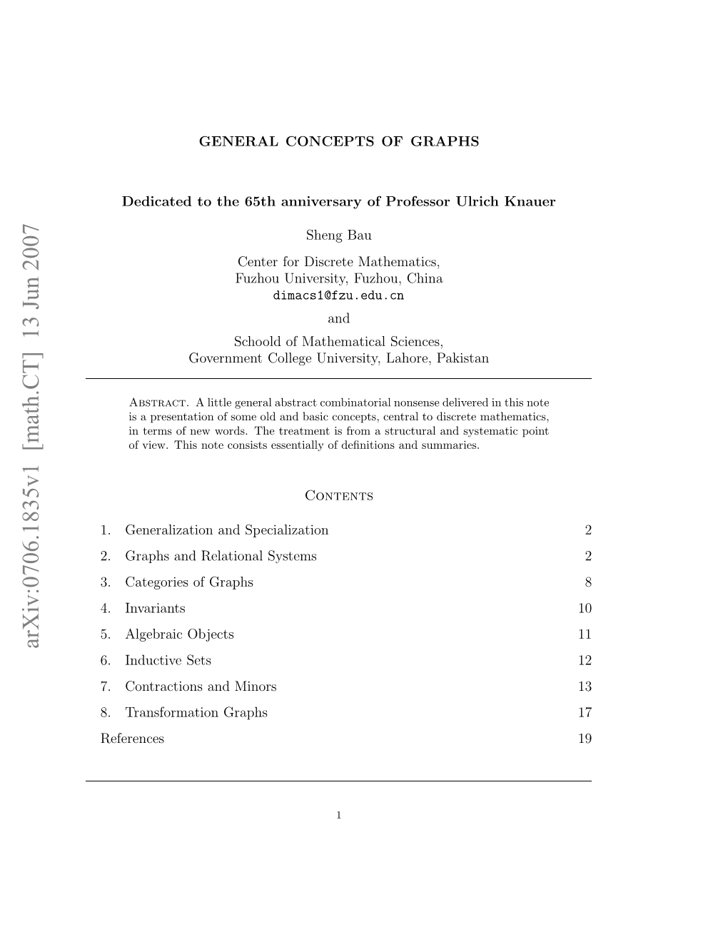 General Concepts of Graphs 1