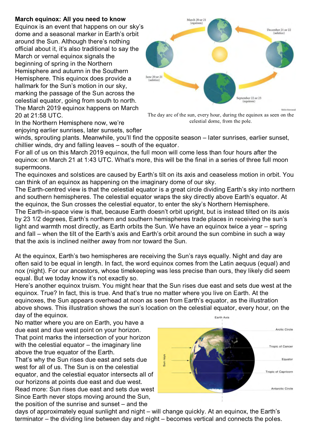 March Equinox: All You Need to Know Equinox Is an Event That Happens on Our Sky’S Dome and a Seasonal Marker in Earth’S Orbit Around the Sun