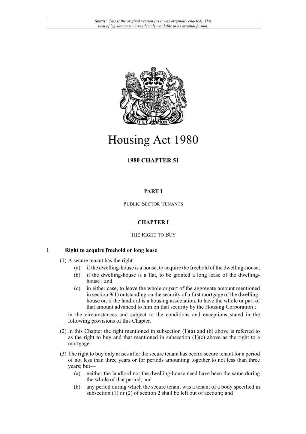 Housing Act 1980