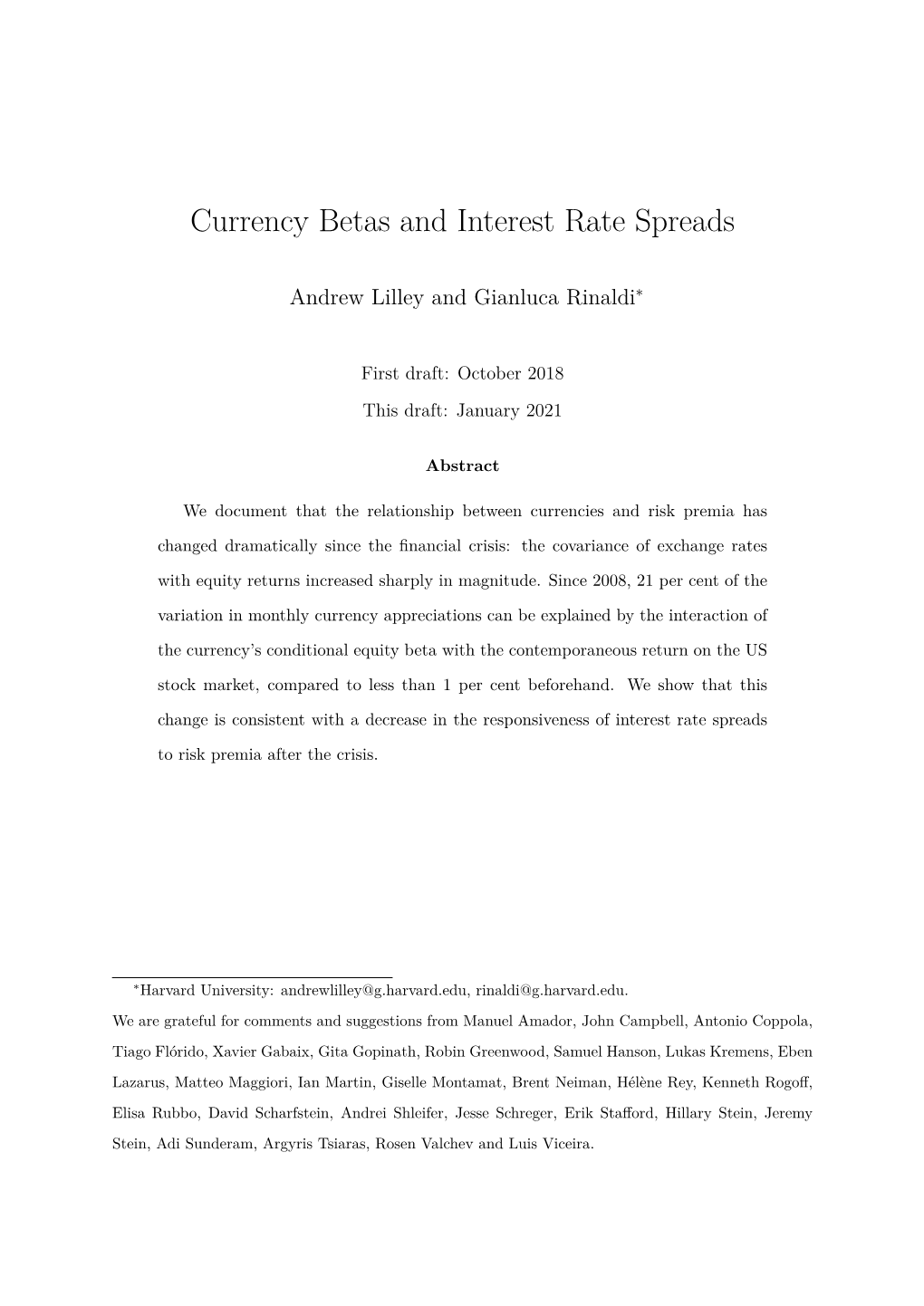 Currency Betas and Interest Rate Spreads