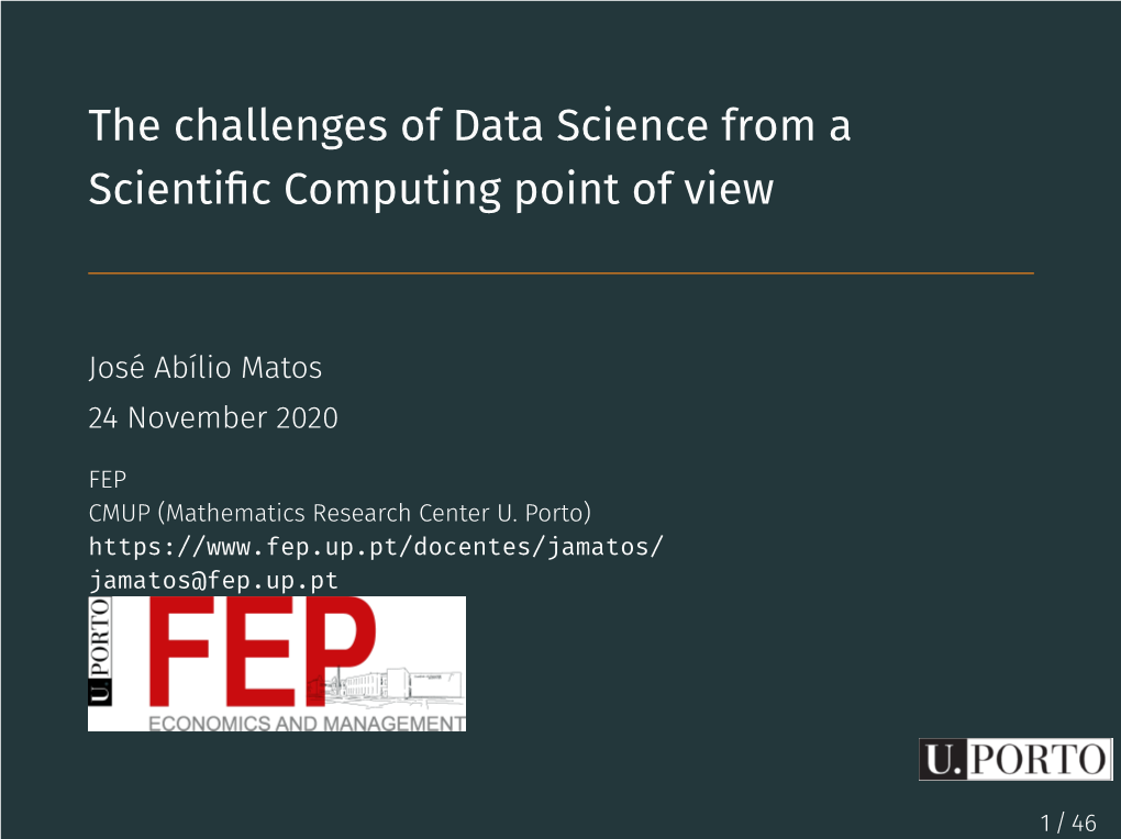 The Challenges of Data Science from a Scientific Computing Point of View