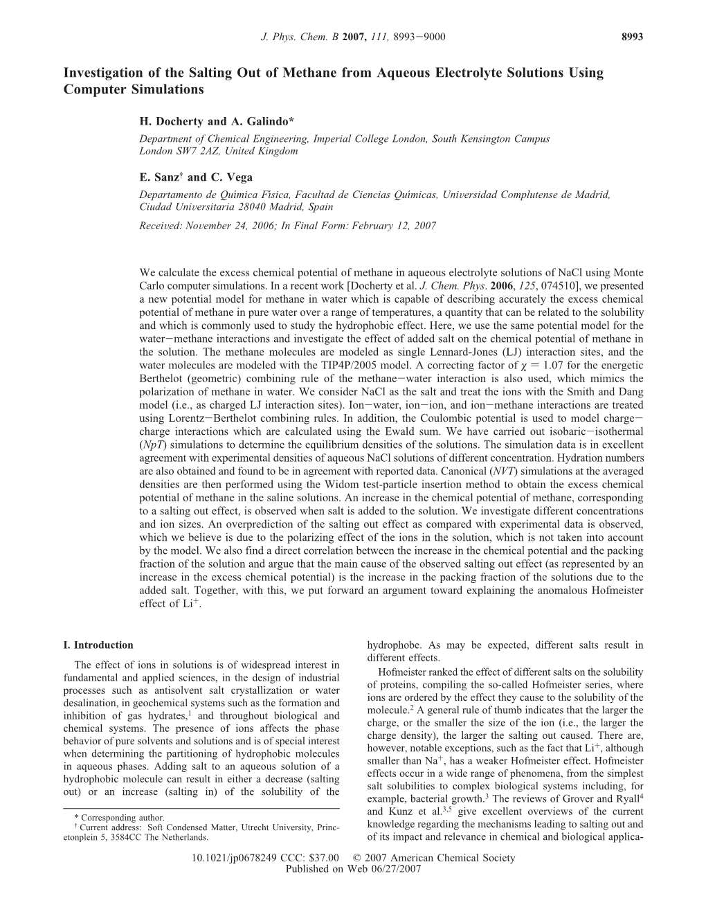 Investigation of the Salting out of Methane from Aqueous Electrolyte Solutions Using Computer Simulations