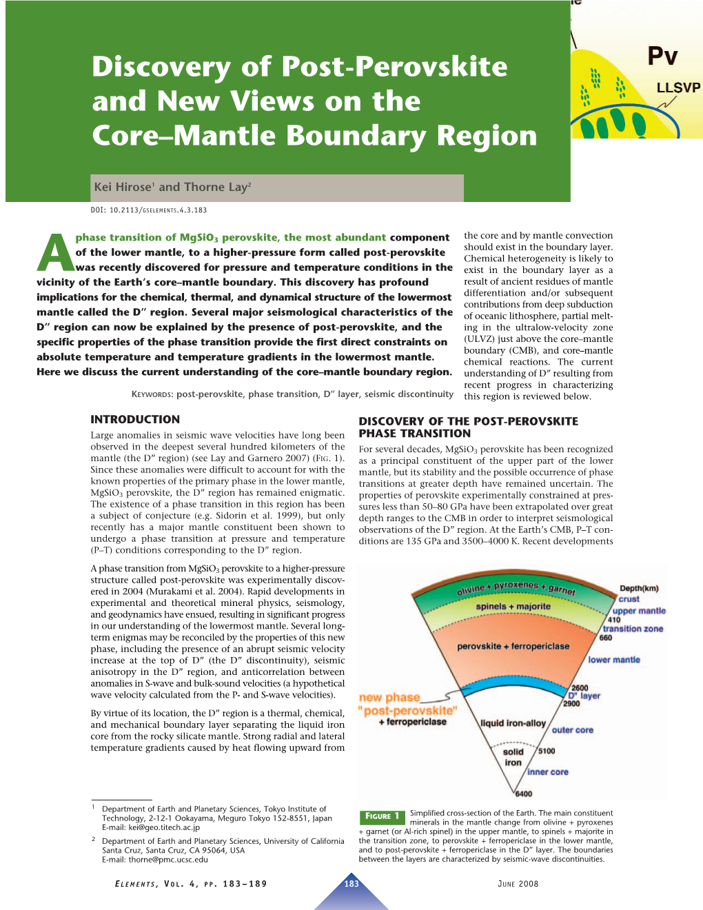 Discovery of Post-Perovskite and New Views on the Core–Mantle Boundary Region