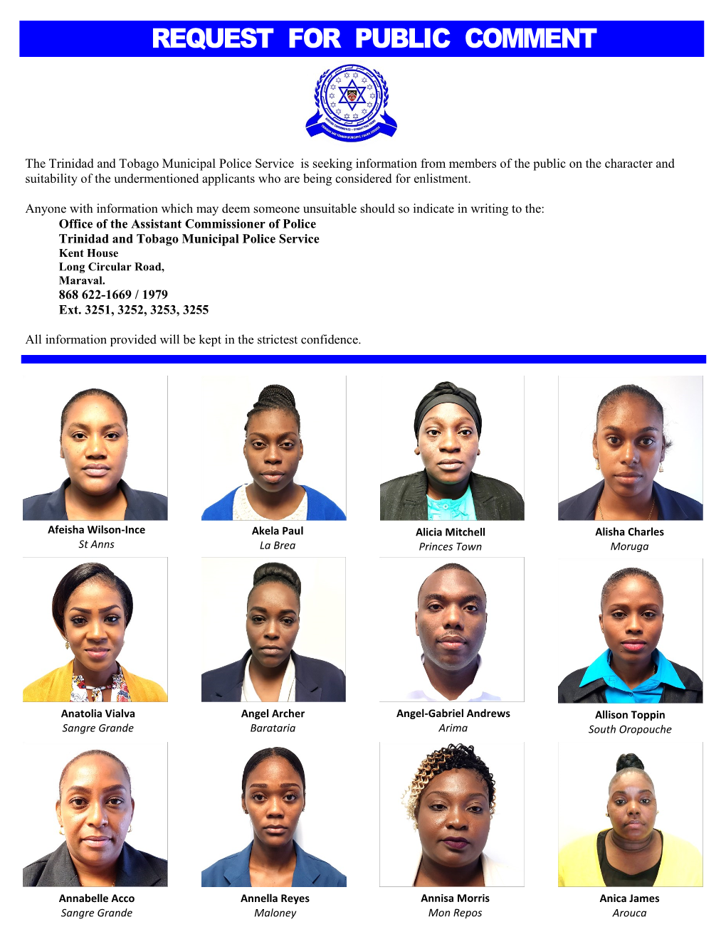 The Trinidad and Tobago Municipal Police Service Is Seeking