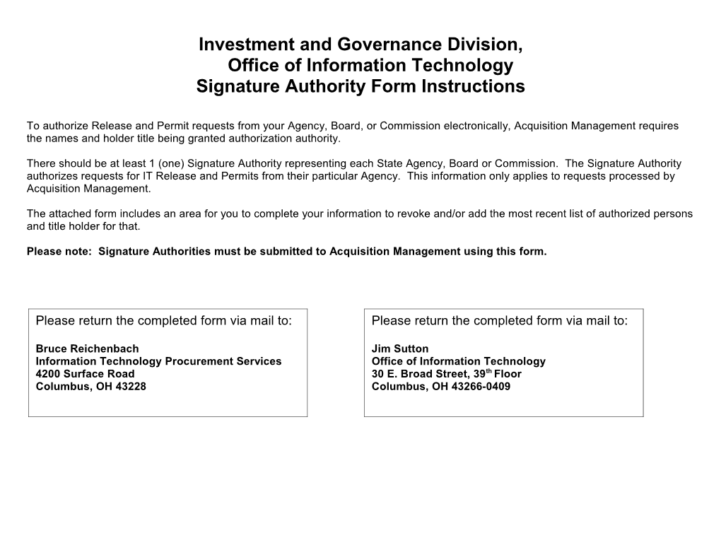 State Agency Signature Authority Form