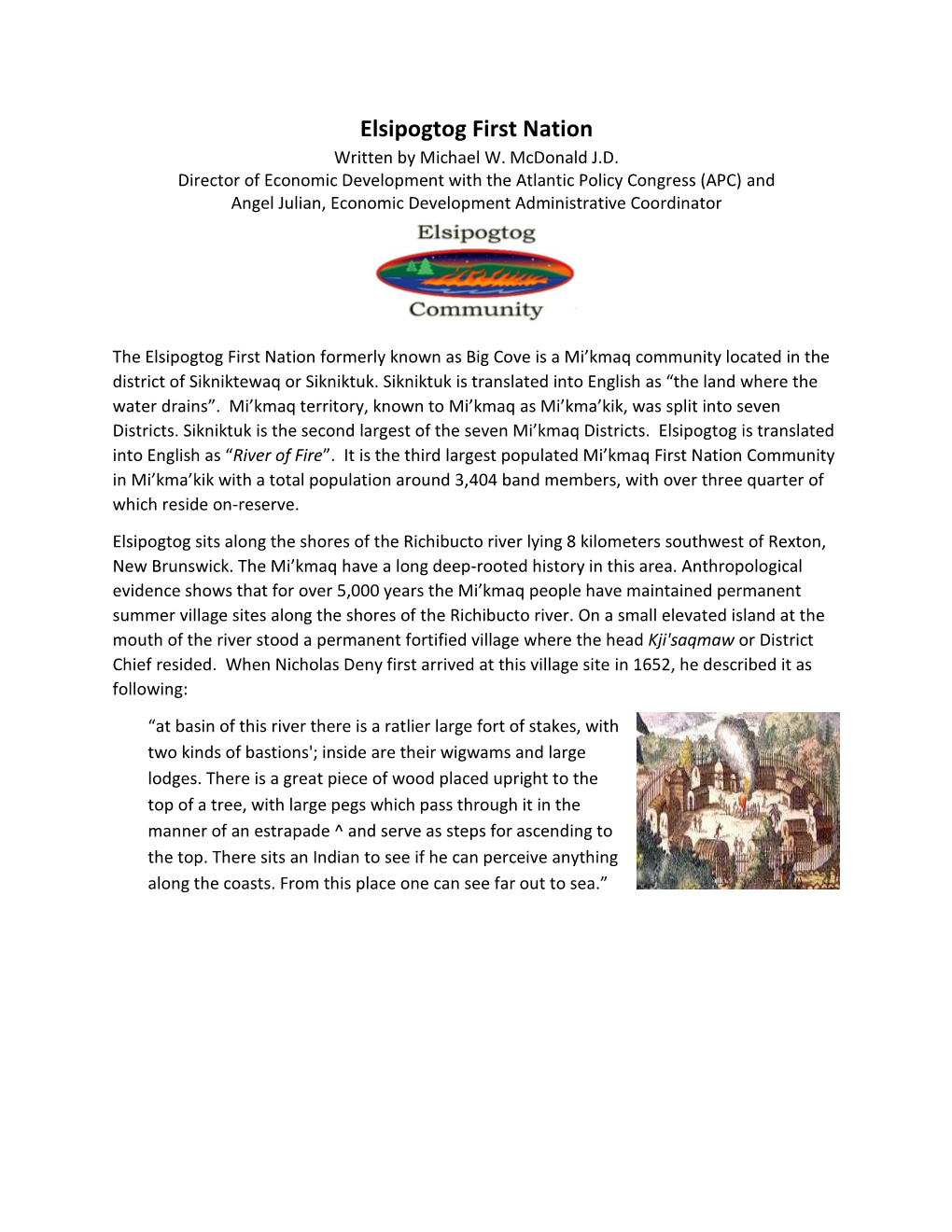 Elsipogtog First Nation Written by Michael W
