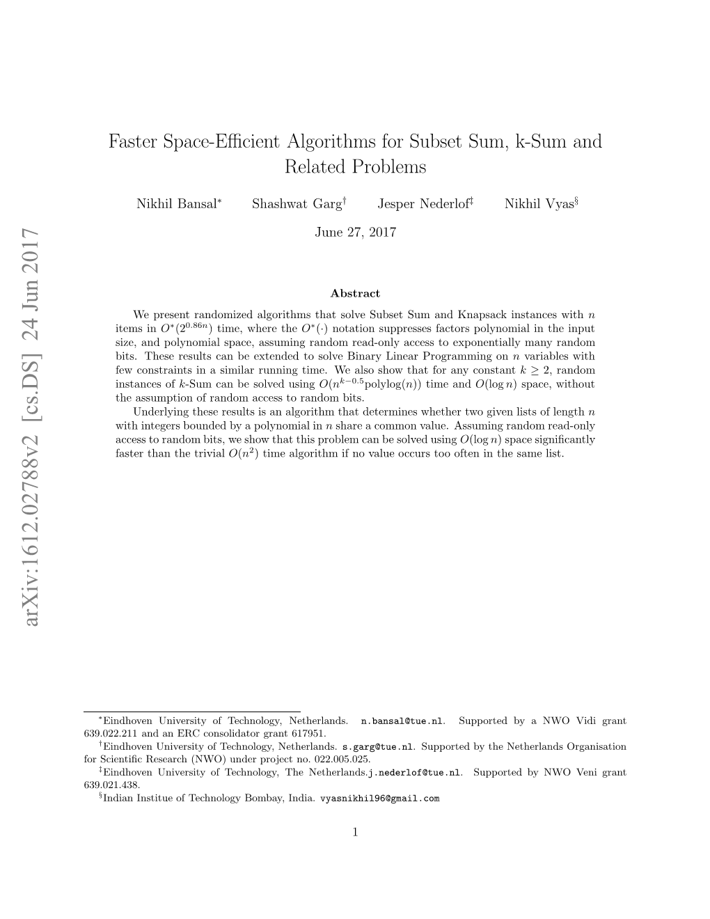 Faster Space-Efficient Algorithms for Subset Sum, K-Sum and Related