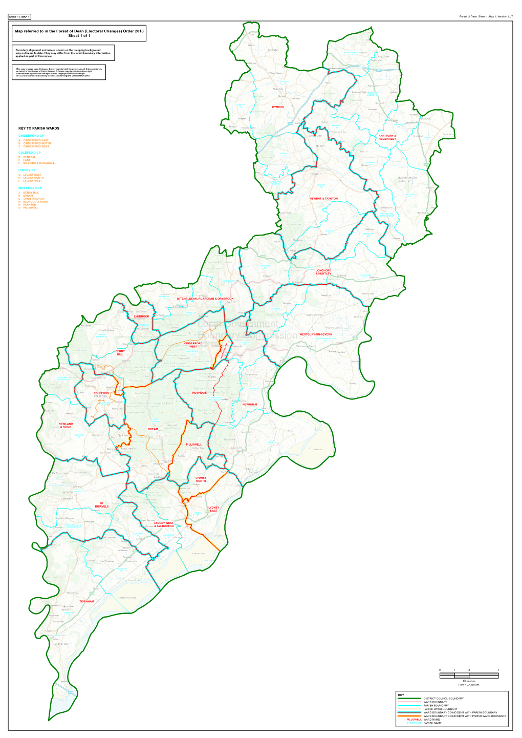Map Referred to in the Forest of Dean (Electoral Changes) Order 2018 Sheet 1 of 1