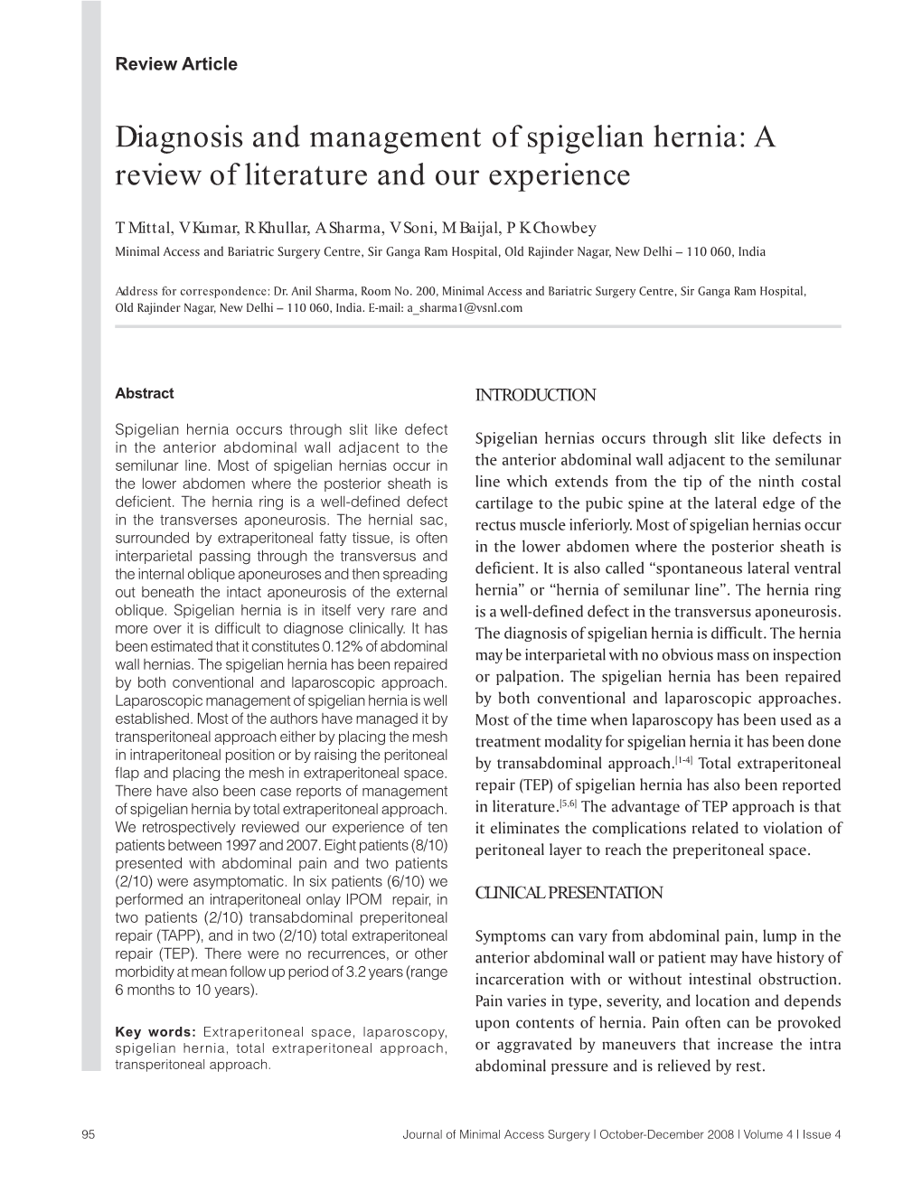 Diagnosis and Management of Spigelian Hernia: a Review of Literature and Our Experience