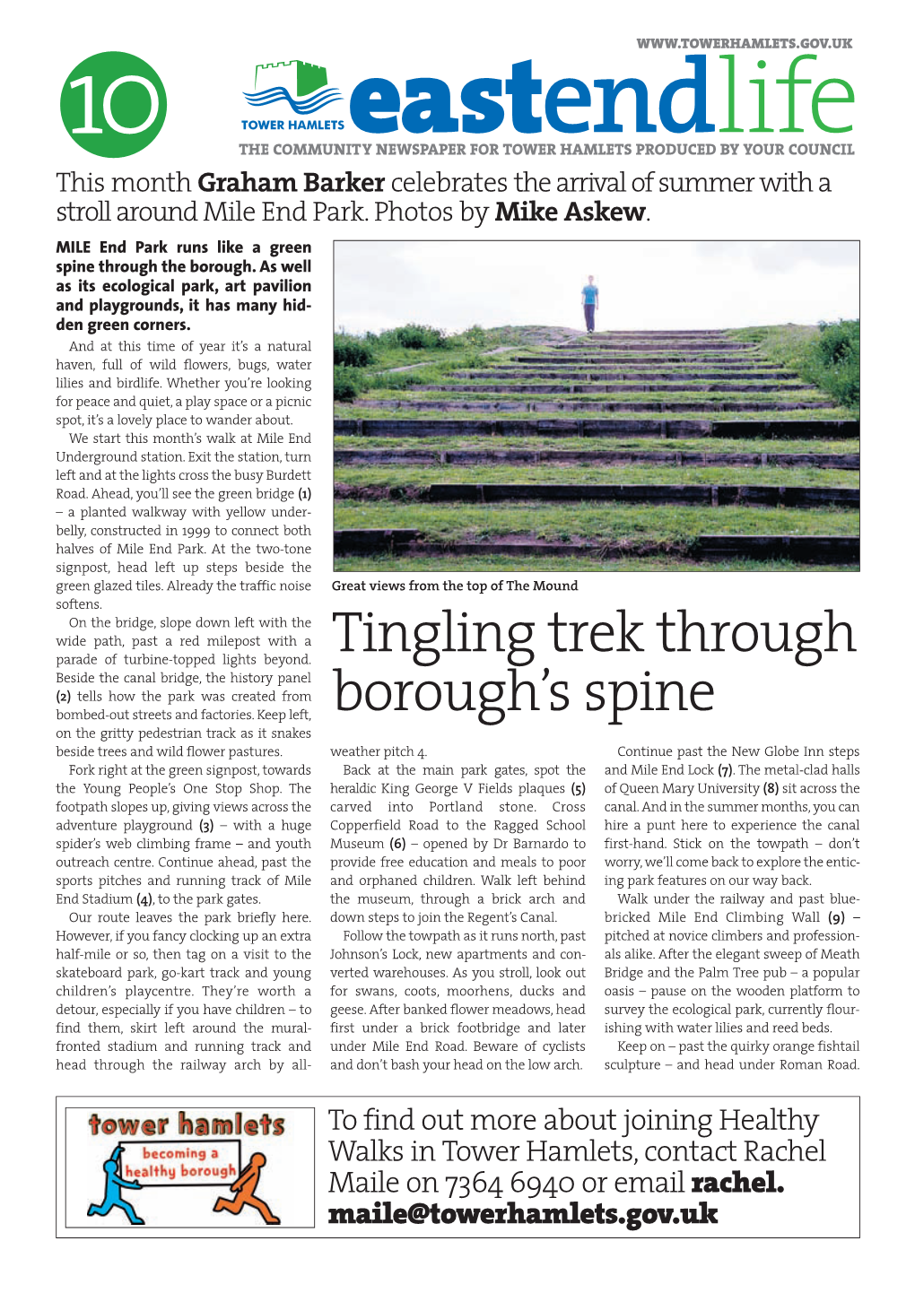 Tingling Trek Through Borough's Spine, Mile End Park Walk