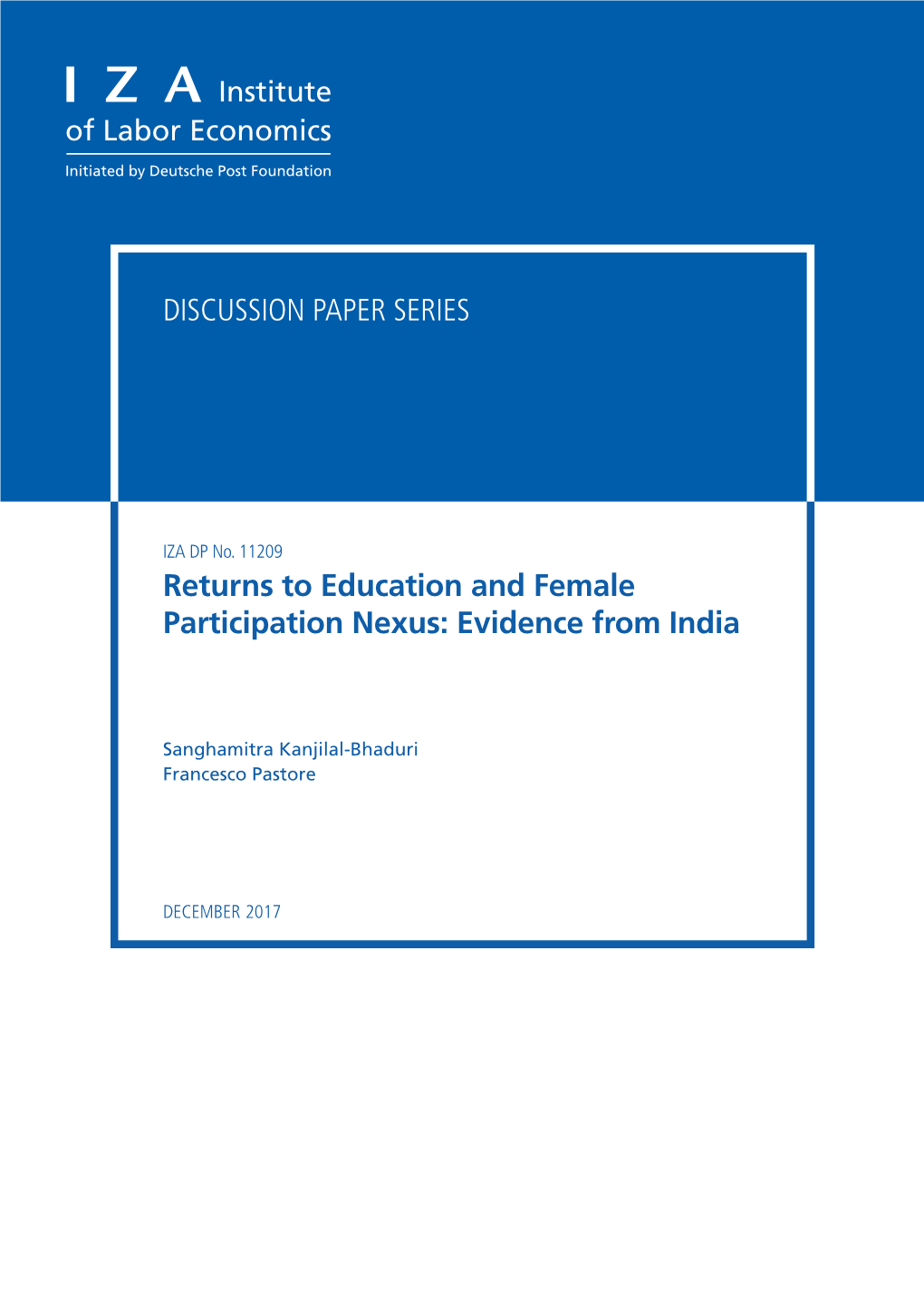Returns to Education and Female Participation Nexus: Evidence from India