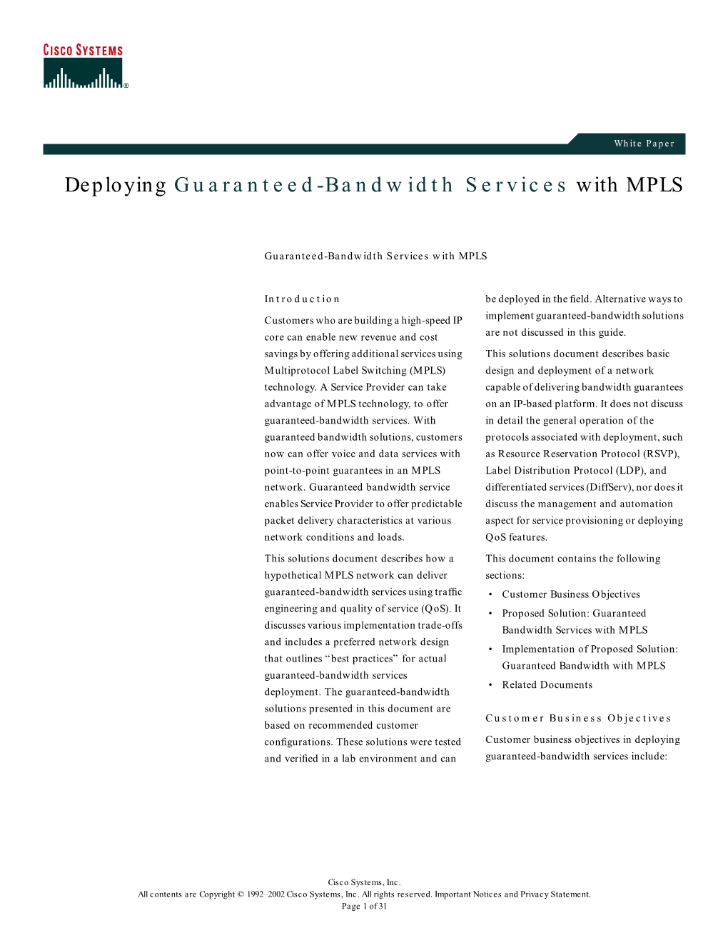 Deploying Guaranteed-Bandwidth Services with MPLS