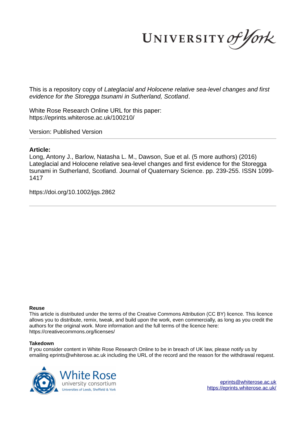 Lateglacial and Holocene Relative Sea-Level Changes and First Evidence for the Storegga Tsunami in Sutherland, Scotland