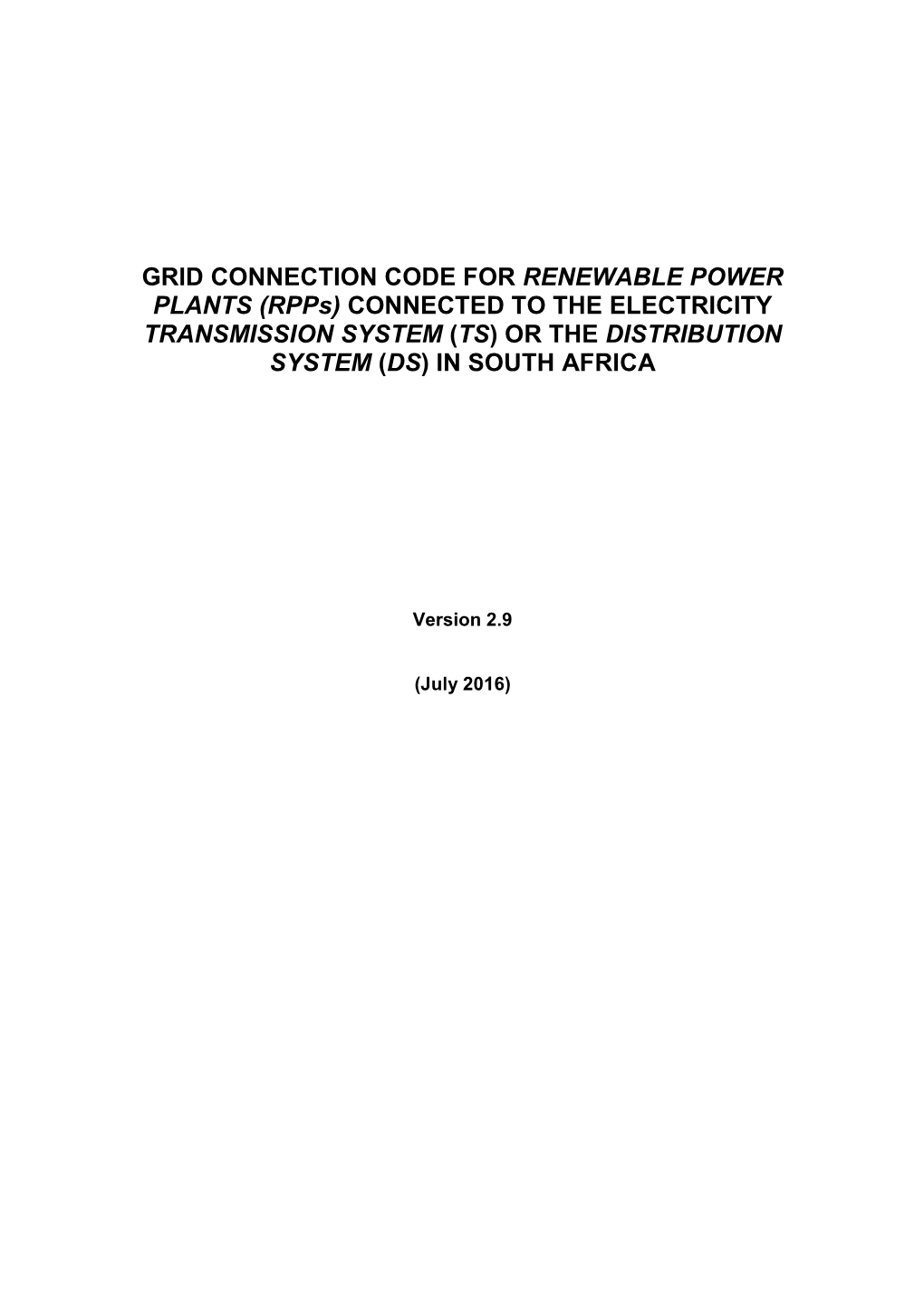 Grid Code Requirements for Wind Turbines Connected To