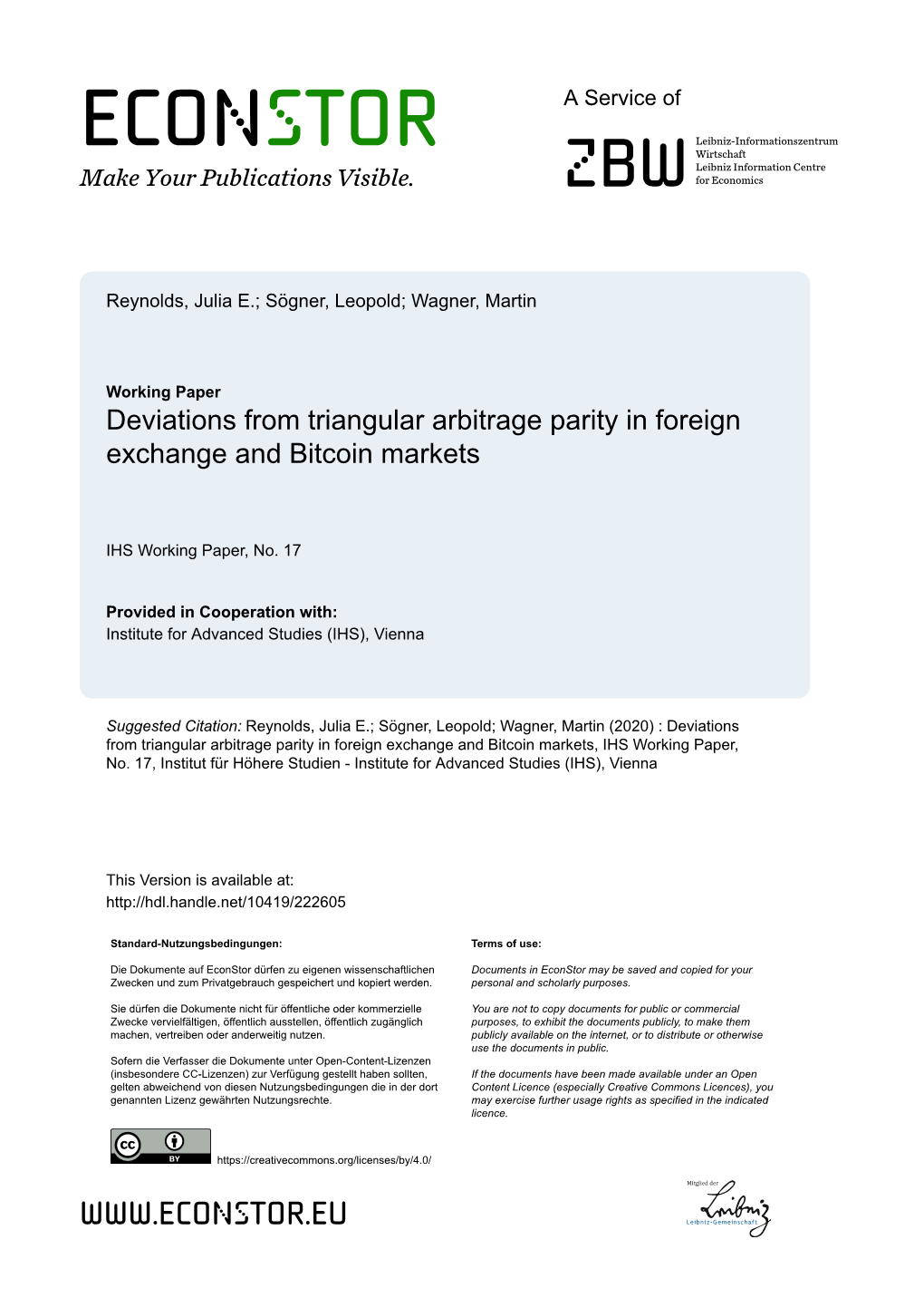 Deviations from Triangular Arbitrage Parity in Foreign Exchange and Bitcoin Markets