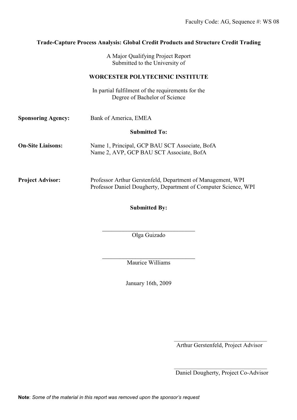 WS 08 Trade-Capture Process Analysis: Global Credit Products