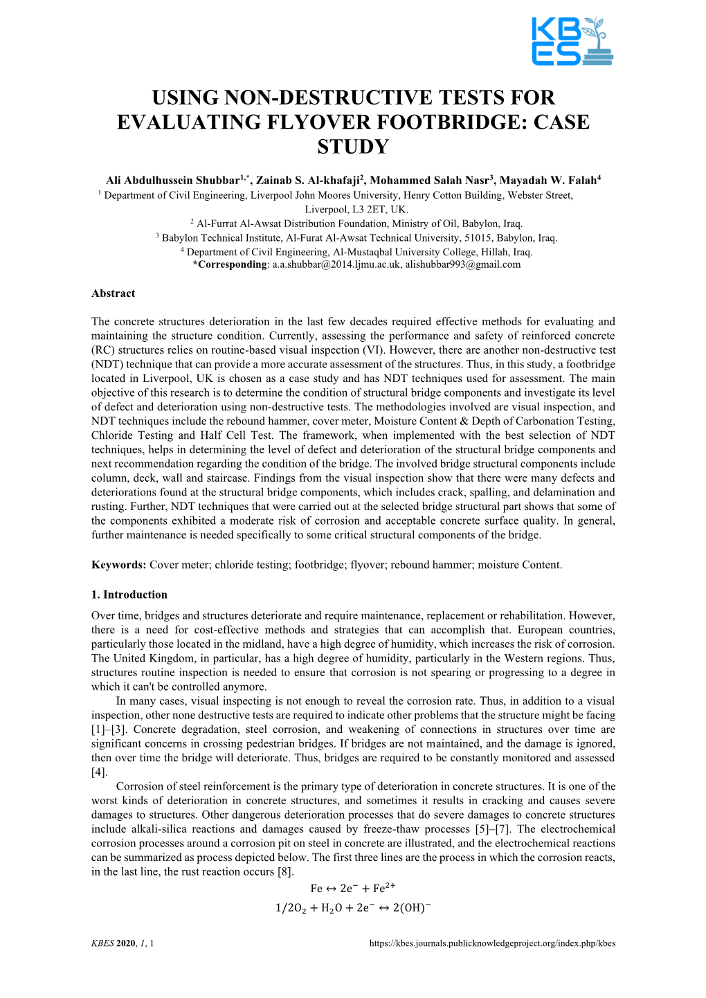 Using Non-Destructive Tests for Evaluating Flyover Footbridge: Case Study