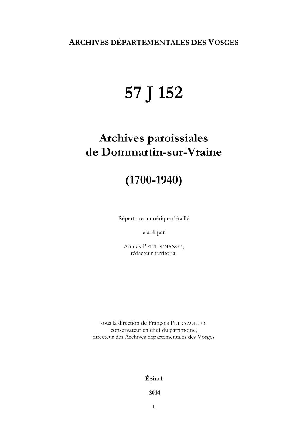 Archives De La Paroisse De Dommartin-Sur-Vraine.Pdf