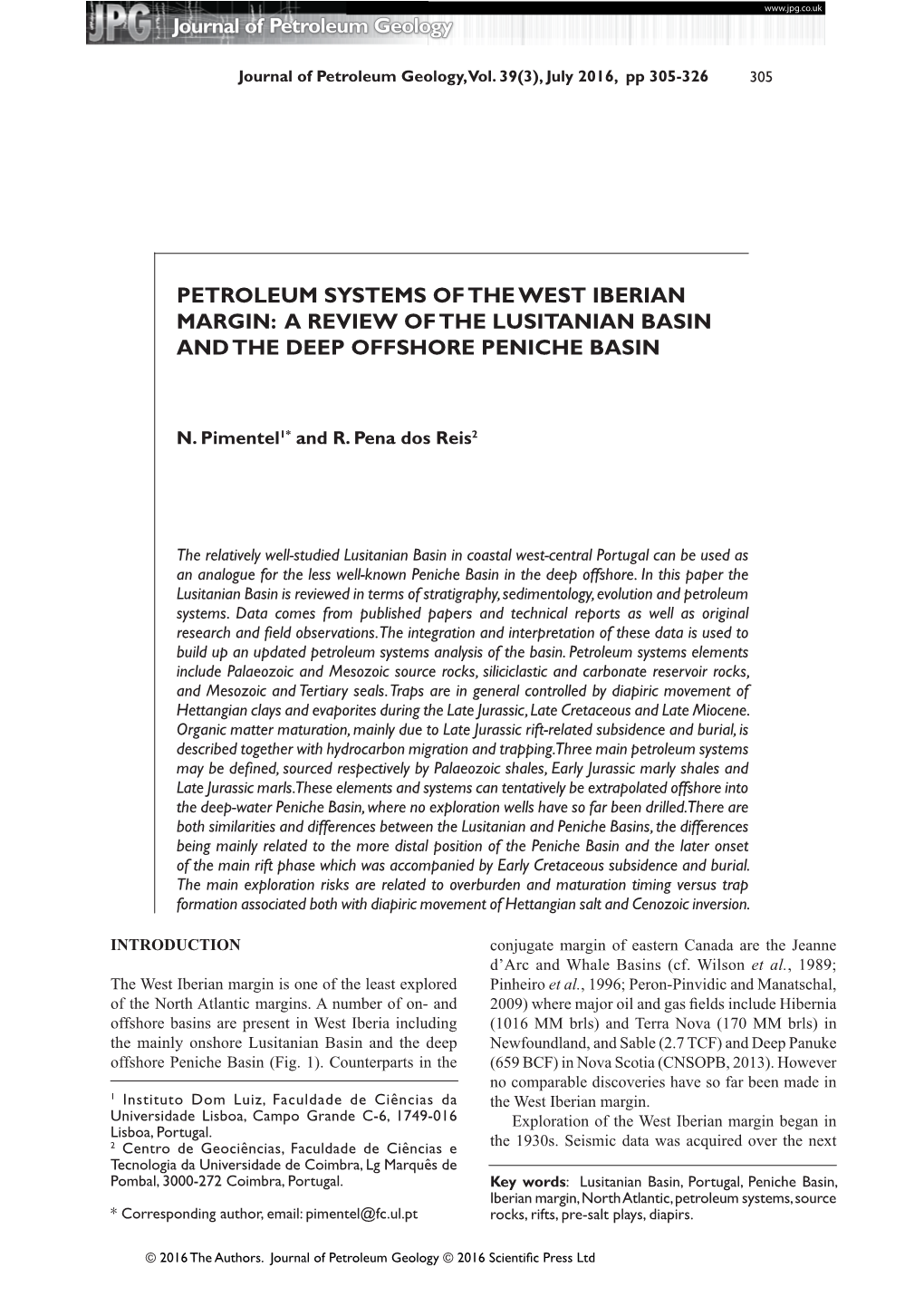 Pimentel Et Al., 2016, Deep Offshore Petroleum Systems West Iberia