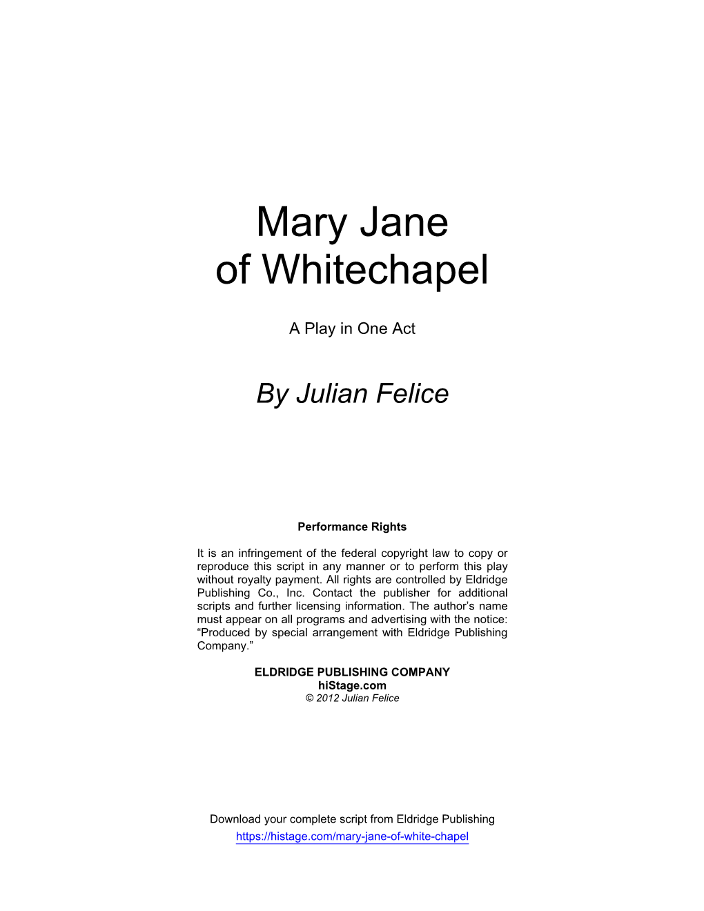 Mary Jane of Whitechapel